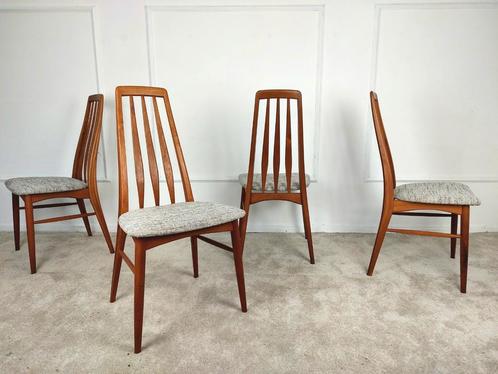 Set van 4 „Eva” stoelen van Niels Koefoed, Huis en Inrichting, Stoelen, Zo goed als nieuw, Vier, Hout, Stof, Ophalen of Verzenden
