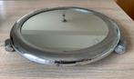 Ronde spiegel en chromen dienblad, Ophalen, Gebruikt, Rond, Hout