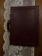 Vintage bruine koffer van imitatieleer — retro aktetas, Handtassen en Accessoires, Koffers, Verzenden, Gebruikt, Leer, Slot