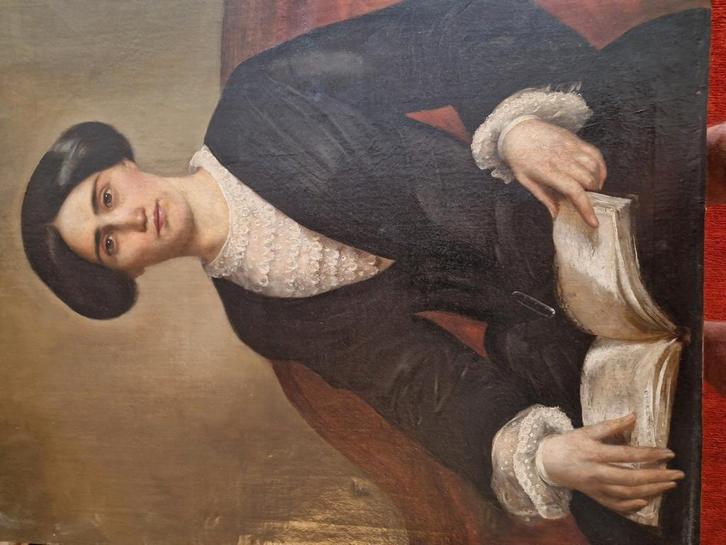 Olie op doek van ADAM KRUSEMAN" Adelijke dame met boek", Antiek en Kunst, Kunst | Schilderijen | Klassiek, Ophalen