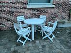 4 plooistoeltjes + tafel , kussens inbegrepen, Tuin en Terras, Ophalen, Zo goed als nieuw