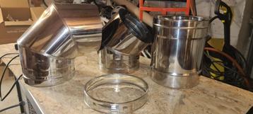 gasafvoer 130/200 concentrische roestvrijstalen , buizen, Inox, Zo goed als nieuw, Minder dan 2 meter, 20 tot 40 mm