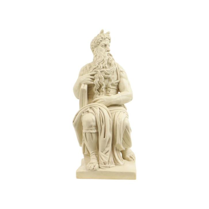 Moses Michelangelo Vintage Beeld Sculptuur Albast Resine 27c, Verzamelen, Beelden en Beeldjes, Gebruikt, Mens, Ophalen of Verzenden