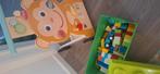 Doos blokken en looprekje in hout, Kinderen en Baby's, Ophalen, Zo goed als nieuw