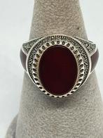 Prachtige zilveren ring met carneool maat 19, Avec pierre précieuse, Argent, Femme, Rouge