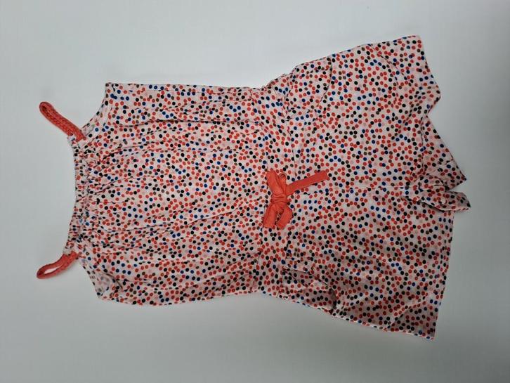 Mt 92 Wit oranje korte jumpsuit met veelkleurige bolletjes, Kinderen en Baby's, Kinderkleding | Maat 92, Zo goed als nieuw, Meisje