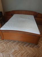 Tweepersoonsbed, Huis en Inrichting, Slaapkamer | Bedden, Ophalen, Gebruikt, Bruin, 140 cm