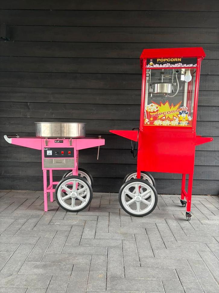 Te huur Popcornmachine/Suikerspinmachine inclusief personeel, Hobby en Vrije tijd, Feestartikelen | Verhuur, Zo goed als nieuw