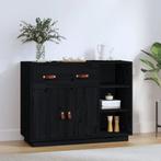 Buffet noir 98,5 x 40 x 75 cm en bois de pin massif, Envoi, Neuf, Noir
