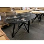 Ovale eettaafel met marmeren blad en metalen onderstel, Maison & Meubles, Pièces pour table, Enlèvement, Comme neuf