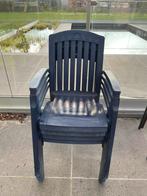 4 Zeer nette blauwe Hartman stapelbare tuinstoelen, Ophalen, Zo goed als nieuw, Kunststof, Stapelbaar