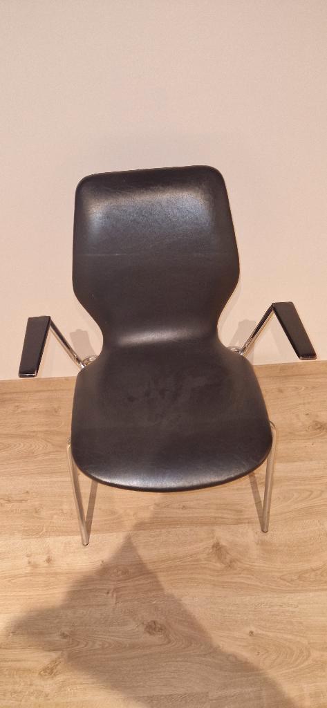 Stoelen, Huis en Inrichting, Stoelen, Gebruikt, Hout, Leer, Ophalen