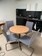 Keukentafel + 4 stoelen, Huis en Inrichting, Keuken | Keukenelementen, Beige, Gebruikt, Ophalen