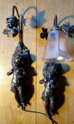 Paar wandlampen met engeltjes, Ophalen, Zo goed als nieuw, Glas, Minder dan 50 cm