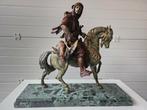 JAGER OP PAARD MET WILD OP MOOIE MARMER KOOPJE! OOK ANDERE!, Antiek en Kunst, Ophalen of Verzenden, Brons