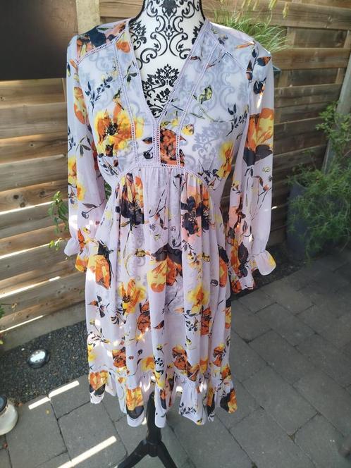Transparante jurk YAS maat XS, Kleding | Dames, Jurken, Zo goed als nieuw, Maat 34 (XS) of kleiner, Paars, Onder de knie, Ophalen of Verzenden
