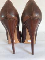 337C* Casadei - sexy schoenen donkerbruin leer hoge hakken 3, Bruin, Verzenden, Gedragen, Casadei