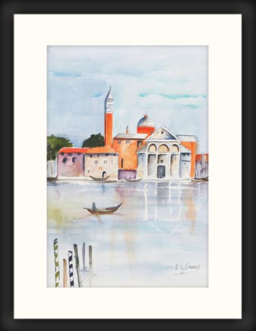 Kunstprint van Canal Grande met galerielijst en passepartout, Antiek en Kunst, Kunst | Schilderijen | Klassiek, Verzenden