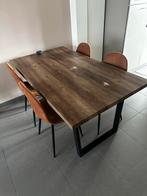 Eettafel 4 pers metalen poten, Huis en Inrichting, Ophalen, 50 tot 100 cm, Zo goed als nieuw, 150 tot 200 cm