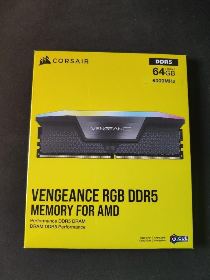 NIEUW- Corsair Vengeance RGB DDR5 64GB (2x32GB) 6000MHz CL30, Computers en Software, RAM geheugen, Nieuw, Desktop, 64 GB, DDR5