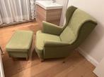 Fauteuil eenzit ikea met voetenbankje groen, Ophalen, 75 tot 100 cm, Zo goed als nieuw, 75 tot 100 cm