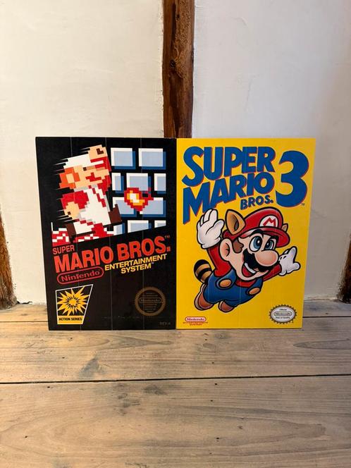 2 Mario Bros prints op hout, Games en Spelcomputers, Games | Nintendo NES, Zo goed als nieuw, Avontuur en Actie, 1 speler, Vanaf 3 jaar