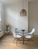 Ronde glazen tafel, Huis en Inrichting, Tafels | Eettafels, Ophalen, 100 tot 150 cm, Rond, Vier personen