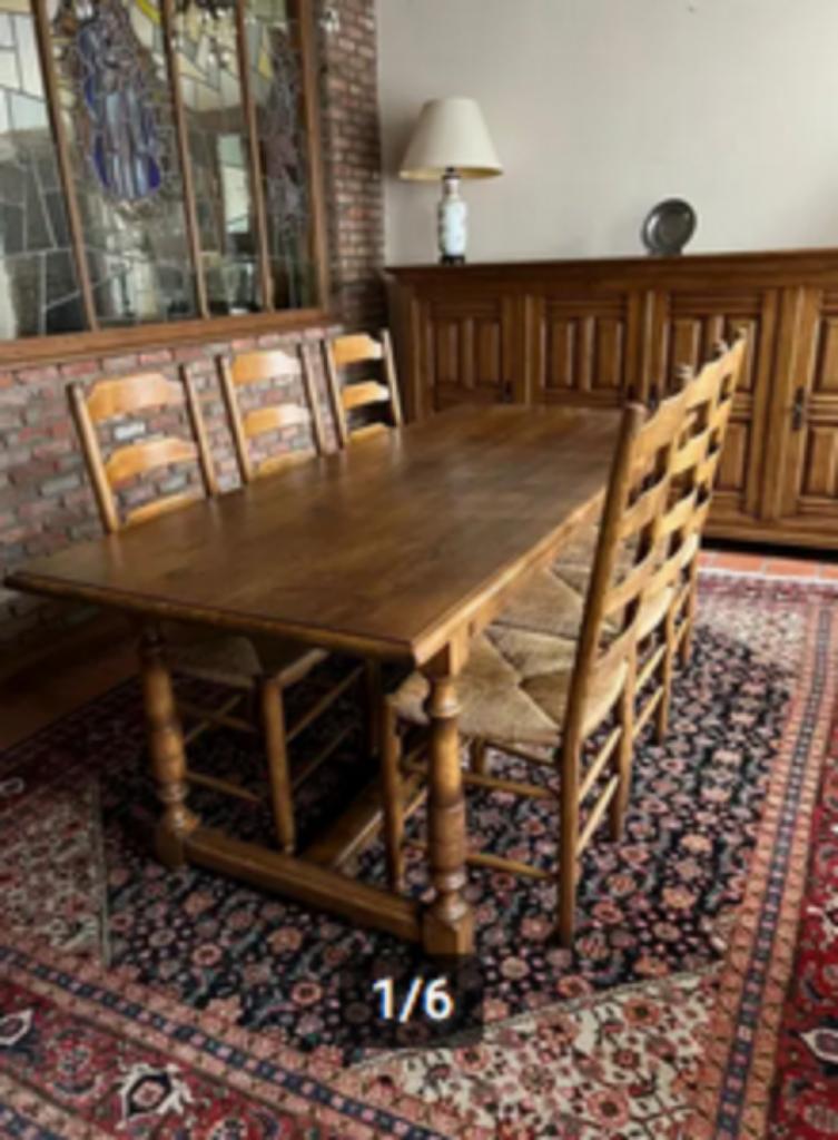 eetkamer in eik (zwart te schilderen ) brutalistisch, Huis en Inrichting, Complete eetkamers, Ophalen