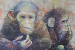 Magnifique tableau de singe 87x102 Chimpanzés, Antiquités & Art, Enlèvement