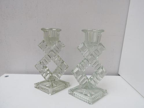 Chandeliers en verre vintage en forme de diamant pour couple, Antiquités & Art, Antiquités | Verre & Cristal, Enlèvement ou Envoi