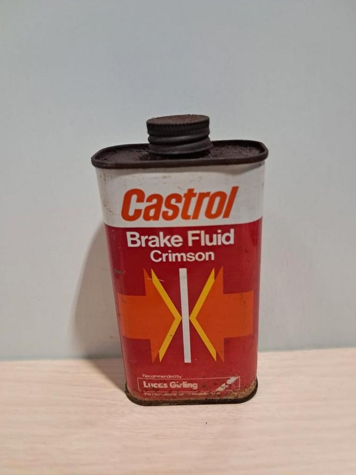 Vintage Castrol Brake Fluid Crimson – metalen blik, Collections, Marques & Objets publicitaires, Enlèvement