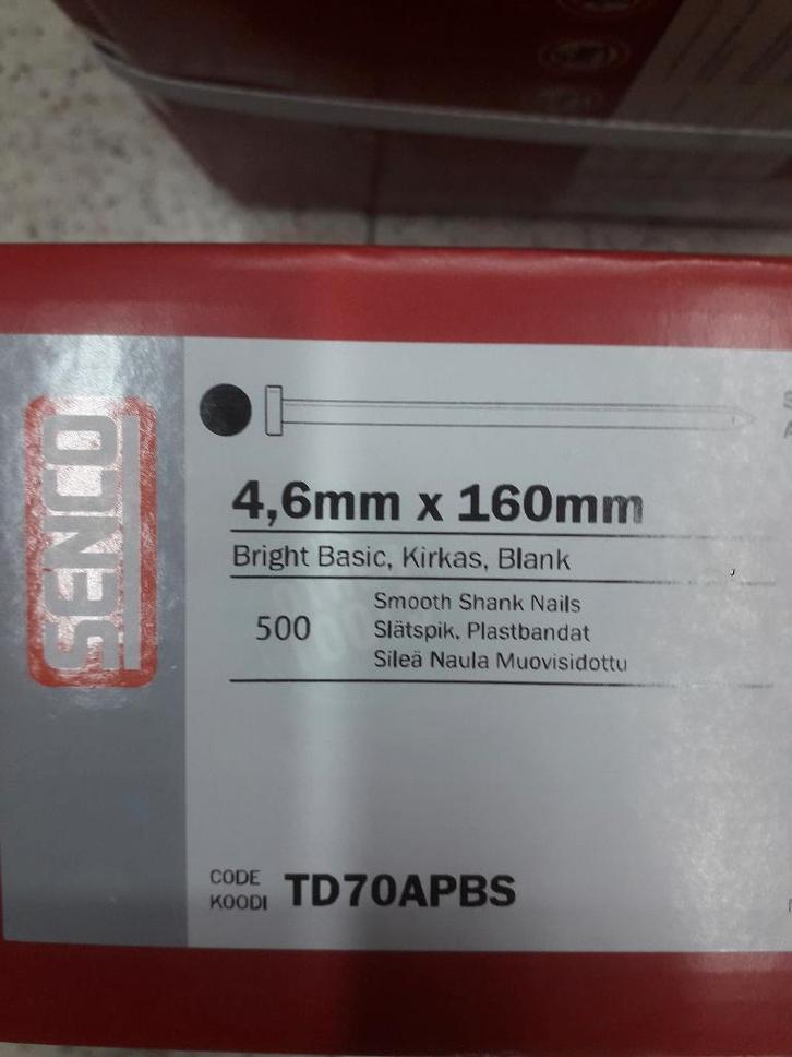 Senco TD70APBS stripspijkers Type TD 4,6 x 160 blank, Doe-het-zelf en Bouw, IJzerwaren en Bevestigingsmiddelen, Nieuw, Spijkers