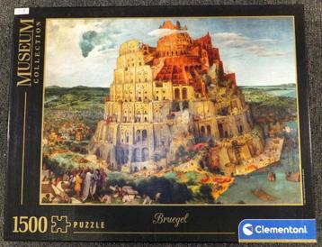 Puzzel - Clementoni 1500 - Museum Collection, Breugel, Babel, Verzenden, 500 t/m 1500 stukjes, Gebruikt, Legpuzzel