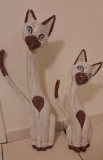 HOUTEN- KATTENFIGUREN set van 2./handgemaakte, Ophalen of Verzenden, Gebruikt