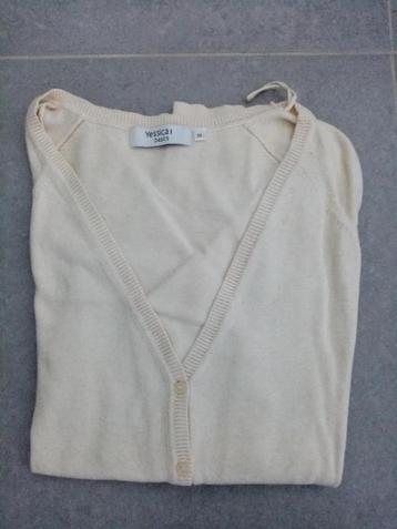 Yessica : ecru beige vest gilet cardigan maat M