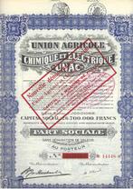 Union Agricole Chimique et Electrique - "UNAC", Timbres & Monnaies, 1920 à 1950, Action, Enlèvement ou Envoi