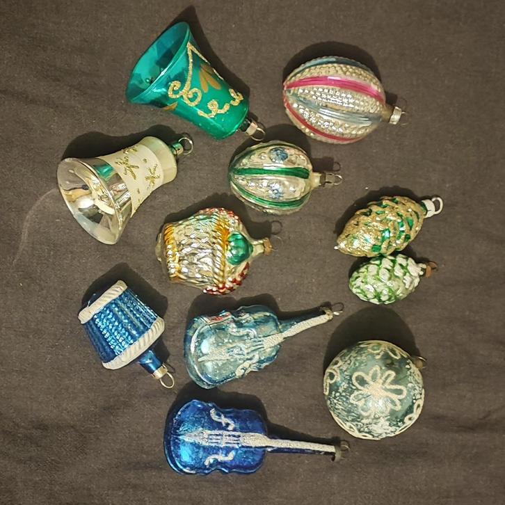 Set van 11 mooie antieke glazen kerstballen, Diversen, Kerst, Gebruikt, Ophalen of Verzenden