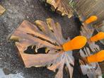 Teak houten boomstamtafels diameter + 1m, Tuin en Terras, Zo goed als nieuw, Hout, Ophalen