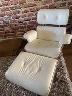 Lounge chair met hocker wit, Huis en Inrichting, Zetels | Zetels en Chaises Longues, Gebruikt, Ophalen