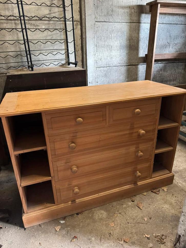 Houten opbergmeubel — uitschuifbaar blad, Huis en Inrichting, Kasten | Ladekasten, Zo goed als nieuw, Ophalen