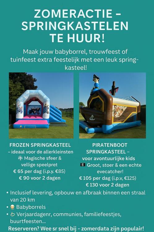 Springkastelen te huur, Hobby en Vrije tijd, Feestartikelen | Verhuur, Ophalen of Verzenden