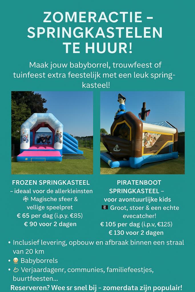 Springkastelen te huur, Hobby en Vrije tijd, Feestartikelen | Verhuur, Ophalen of Verzenden