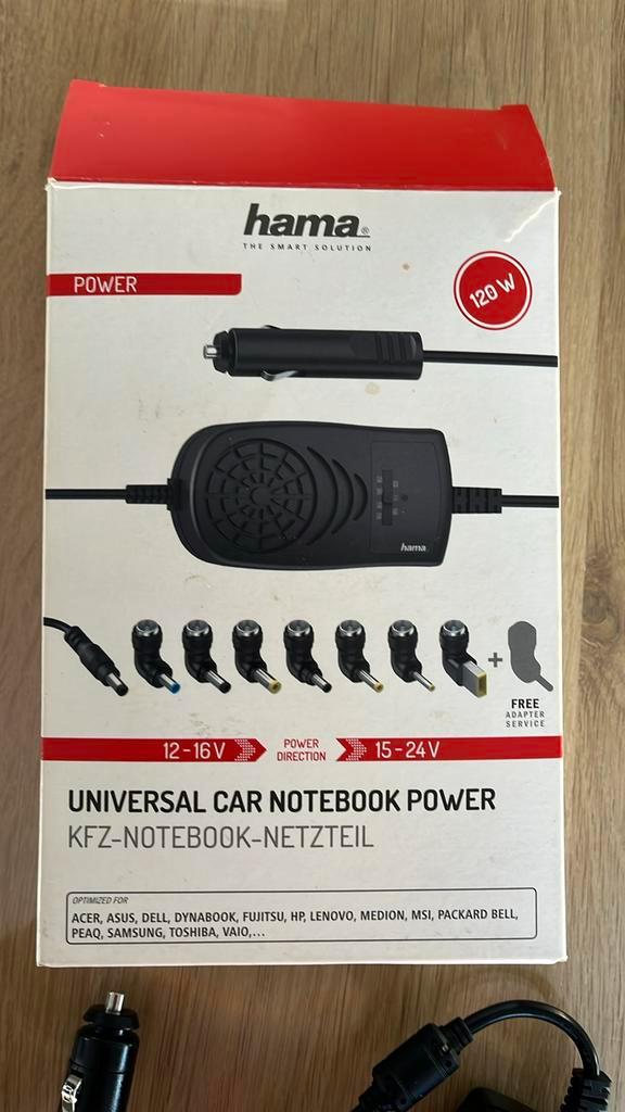 Universal car notebook power Hama 200009, Informatique & Logiciels, Chargeurs d'ordinateur portable, Comme neuf, Enlèvement