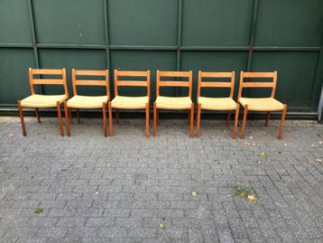 6 Deense design stoelen met papercort, ontwerp Moller NR 84 beschikbaar voor biedingen