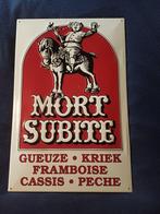 Mort Subite : metalen reclamebord, Verzamelen, Biermerken, Ophalen of Verzenden, Zo goed als nieuw, Reclamebord, Plaat of Schild