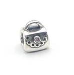 Pandora bedel handtasje met roze zirconia, Handtassen en Accessoires, Bedels, Pandora, Ophalen of Verzenden, 1 bedel, Zilver