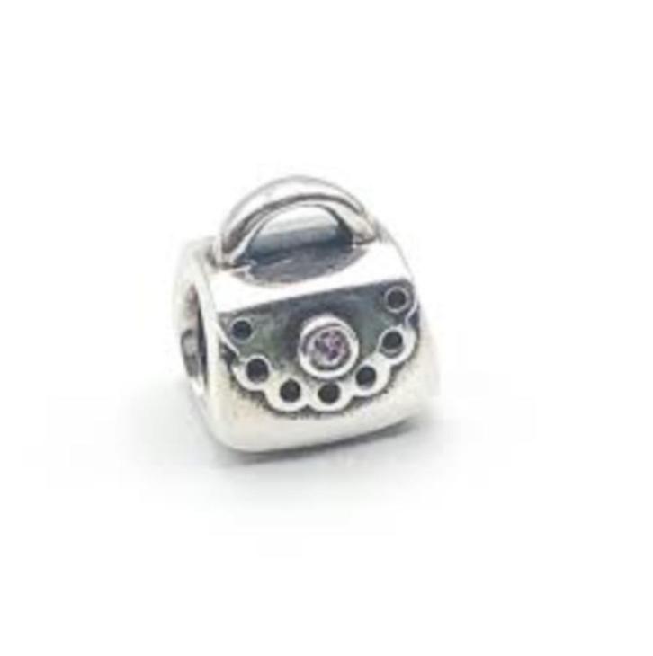 Pandora bedel handtasje met roze zirconia, Handtassen en Accessoires, Bedels, Pandora, Zilver, 1 bedel, Met strass, Ophalen of Verzenden