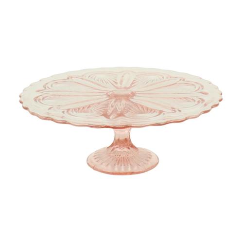Art Deco Roze Taartschaal Taartschotel Depression Glass 27cm, Antiek en Kunst, Curiosa en Brocante, Ophalen of Verzenden