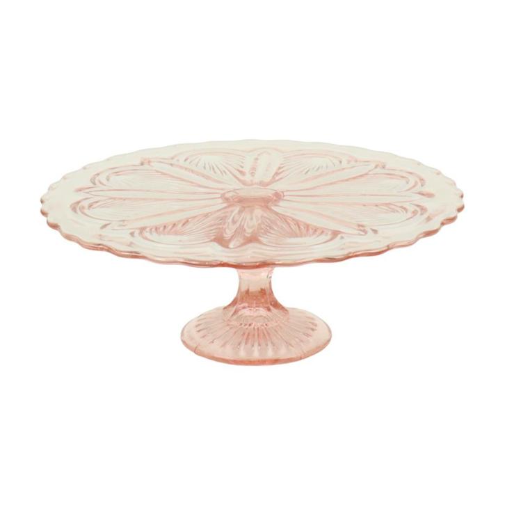 Art Deco Roze Taartschaal Taartschotel Depression Glass 27cm, Antiek en Kunst, Curiosa en Brocante, Ophalen of Verzenden
