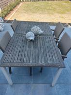 Tuintafel + stoelen, Tuin en Terras, Ophalen, Gebruikt, Rechthoekig, Hout